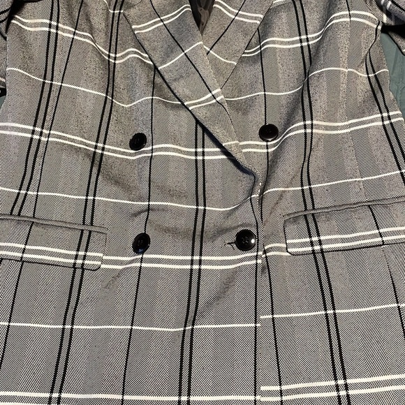 VTG Business Preppy Blazer Plaid 10 Gray Black Pads Suit Coat Jacket Power - Picture 8 of 10